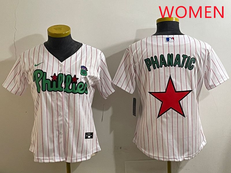 Women Philadelphia Phillies Blank White Stripe Second generation joint name 2025 Nike MLB Jersey style 10